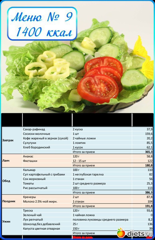 Диета 1200 Калорий Меню Отзывы
