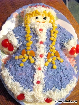 snegurocka:kartoshka,pekin.kapusta.kukurusa.pomid.cereshinka,olivki dlia glasmoynes,cesnok,kartoshecka,ribka.sloy na sloy vidumivayte........