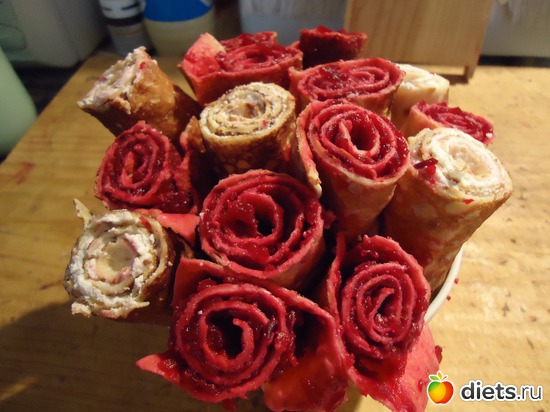 Розы из блинов., альбом: Розы из листьев.Снежинка.