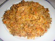 Ленивые голубцы на сковородке (тушеная капуста с куриным мясом и рисом)