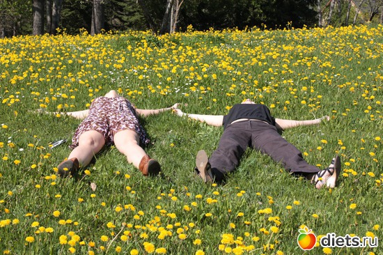 Повышаем в организме витамин Д - я слева, подруга справа..а вокруг одуванчики...Хорошоооо