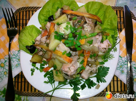 Куриная грудка с картофелем и грибами(запечённая в пакете для запекания), альбом: Мои блюда