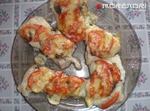 Пангасиус, запечённый с шампиньонами