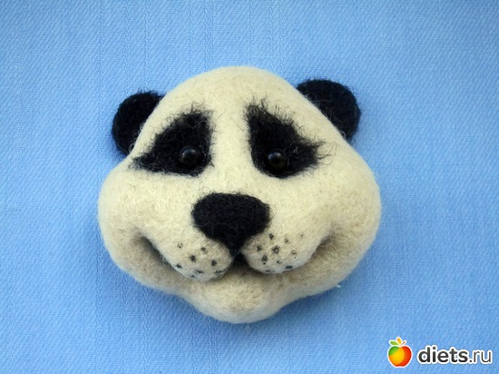 Магнит на холодильник ПАНДА, альбом: Валяные магниты на холодильник.