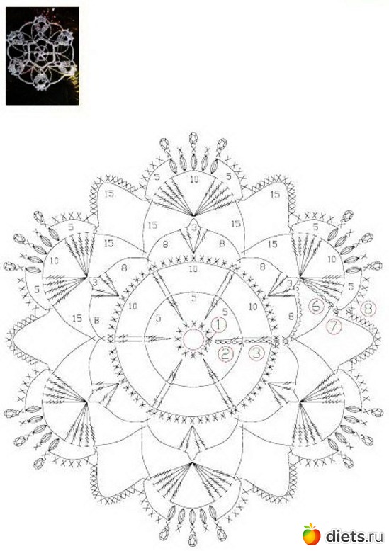 2 фото: снежинки крючком