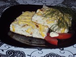 Сырно-творожная запеканка с кабачком и зеленью.