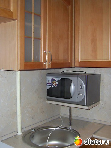 Микроволновка не занимает места на столешнице