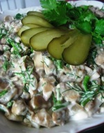 Салат из печени трески