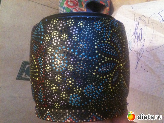 стеклянная баночка, загрунтованная и расписанная контурами, альбом: мое творчество