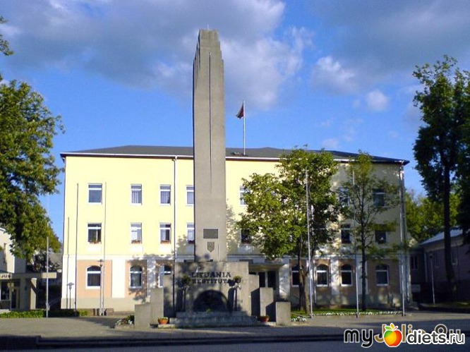 памятник ''Свободы''стоит перед зданием самоуправления, альбом: мой родной город Укмерге