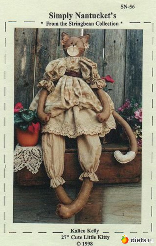 1 фото: Длинная кошка.Выкройка