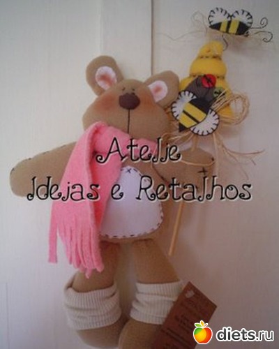 1 фото: Мишка с ульем.Выкройка