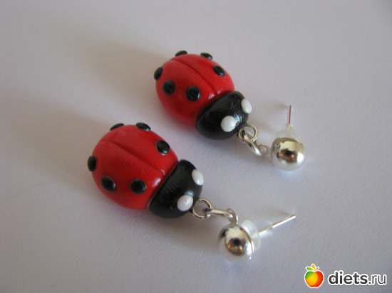 Серьги-гвоздики "Божьи коровки", альбом: Мое творчество))