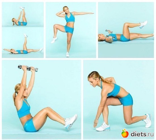 3 фото: Комплекс упражнений на различные группы мышц