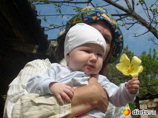 Весенний цветочек в подарок для мамочки. (На фото моя дочка Настюшка и ее бабушка)