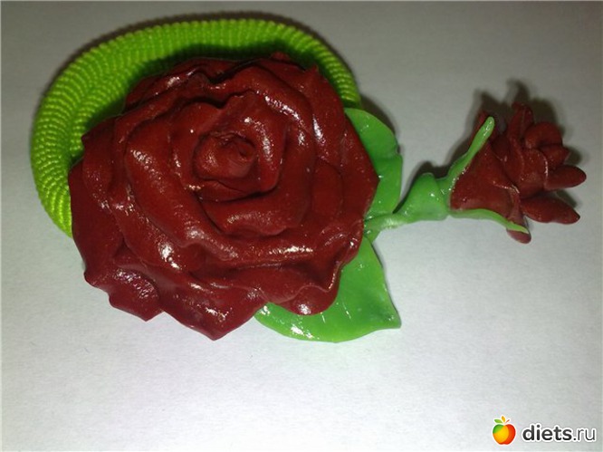 заколка-резинка с розой, альбом: украшения из полимерной глины на заказ