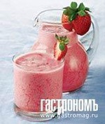Земляничный коктейль с кефиром и медом (4 порции) 1 порция - 153 ккал)