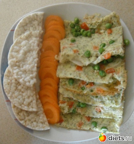 омлет из яиц и творога с овощами и рисовые хлебцы, альбом: Правильная еда