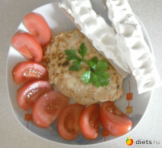котлета из курогруди, хлебцы с 0%творогом, альбом: Правильная еда