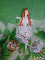 По мотивам куклы тильда... мои творения! Ангелок, цветочный велосипед и зонтик.