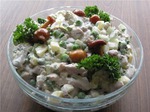 Салат из телятины с маринованными грибами Калорийность 1 порции - 75 ккал