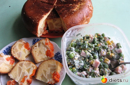 мой обед, салат из мороженных овощей, 100 г шарлотки, альбом: мои завтраки