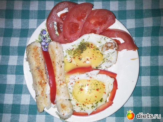 завтрак:яичница и куринные сосиски (собственного приготовления), альбом: я секретом не владею! вкусно ем и ... Я ХУДЕЮ!!!