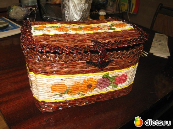 Сундучок (плетение из газетной лозы, декупаж), альбом: Мое хобби-работа РУКОДЕЛИЕ-плетение из бумажной лозы