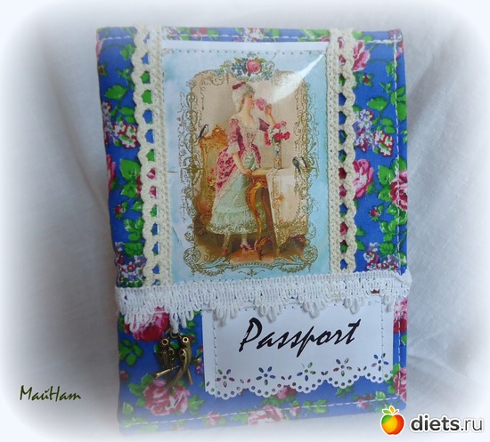Текстильная обложка на пасспорт, альбом: мои рукоделки.