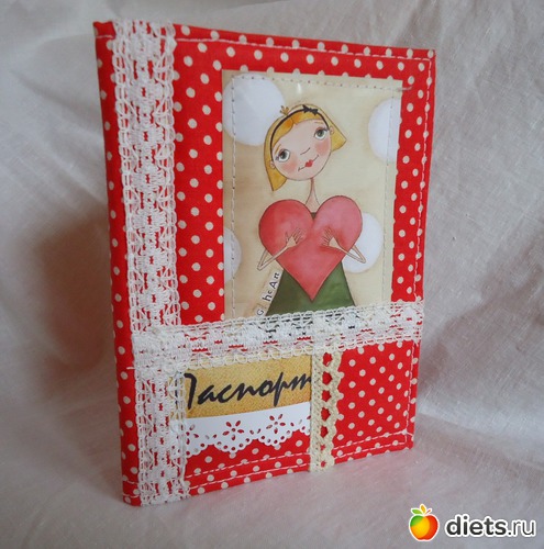 Текстильная обложка на пасспорт, альбом: мои рукоделки.