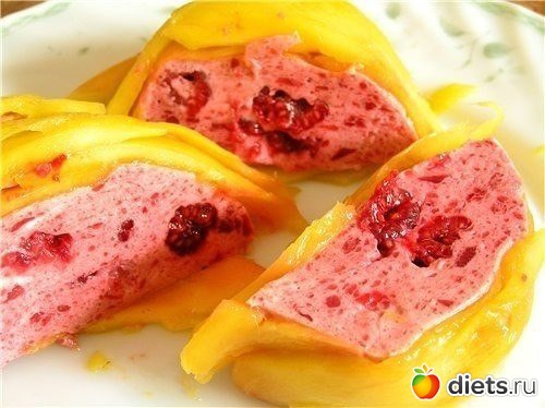 Малиновый десерт с манго *На 100 грамм - 86,67*