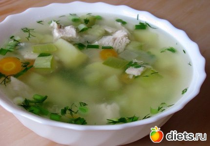 Суп с курицей и кабачками 44.98ККАЛ НА 100Г