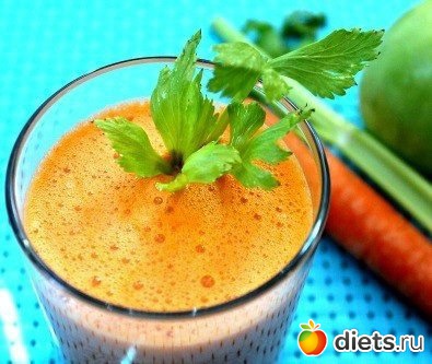 Коктейль Морковь с сельдереем 25 ккал на 100 г