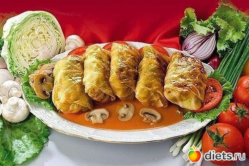 Постные голубцы на 100 гр готового продукта 80.29кк