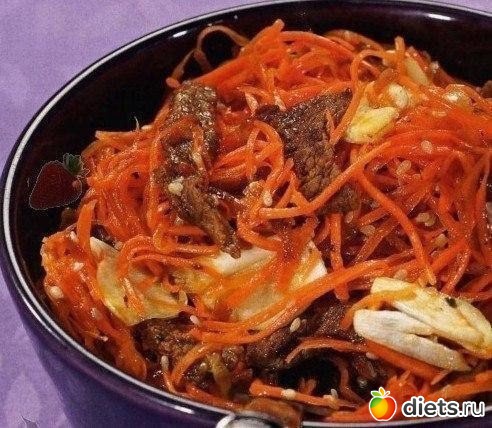 Корейская морковь с мясом 135ккал на 100гр