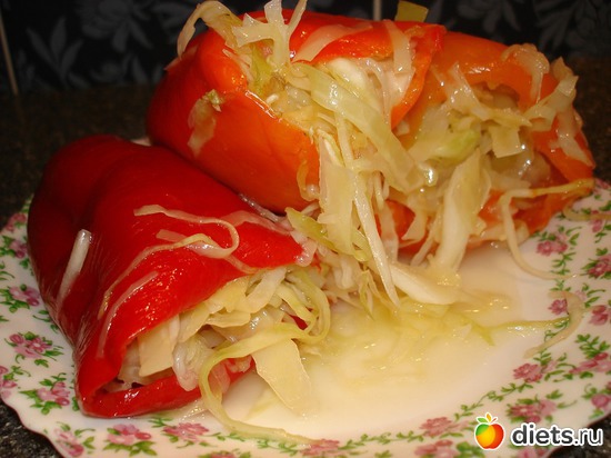 Фаршированный перец капустой с жареным луком и перцем острым, альбом: Мои вкусняшки