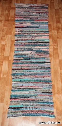 Половик для дачи из остатков пряжи 190 см*53 см...., альбом: Мелочи для дома!