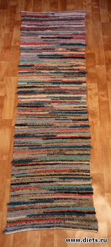 Половик для дачи из остатков пряжи 190 см*53 см...., альбом: Мелочи для дома!