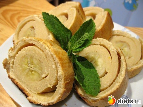 Творожный багет с банановой начинкой