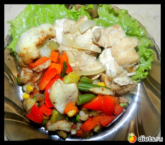 Овощи на пару, куриное филе на пару., альбом: То что ем