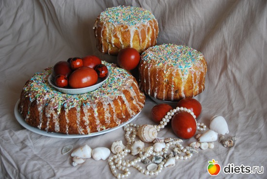 Вот такие куличи и крашенки я приготовила к Пасхе ))) Угощайтесь!!!, альбом: Углеводный день 90 ДД