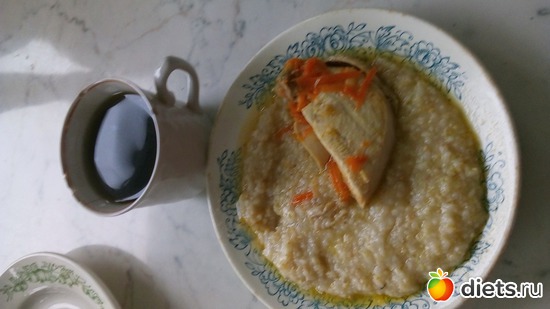 Обед 17.01.17 полтавская каша, отварная курица, чай, альбом: моя еда