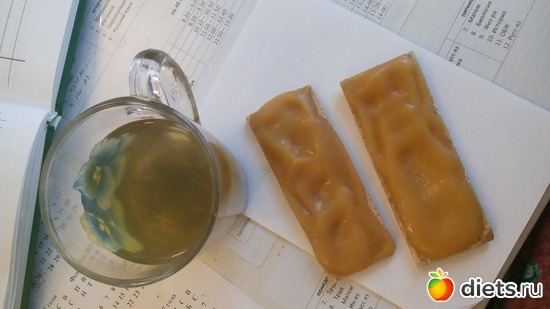 Полдник 17.01.17 2 хлебца с яблочным пюре, имбирный чай, альбом: моя еда