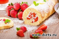 Клубничный бисквитный рулет за 30 минут ОЧЕНЬ ВКУСНЫЙ