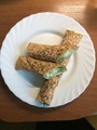 Роллы из лаваша с яйцом, легким сыром и зеленью