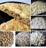 Слоеный пирог с грибами и фаршем