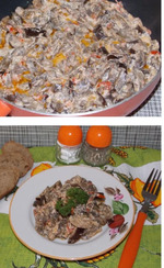 Баклажаны с грибами в сметане