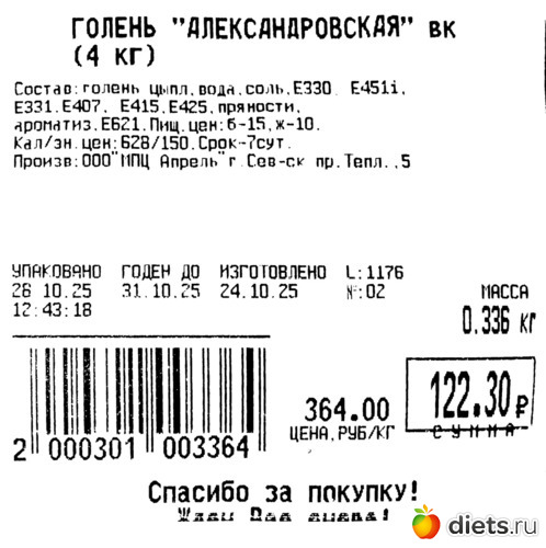 КУРА ГОЛЕНЬ "АЛЕКСАНДРОВСКАЯ", альбом: продукты