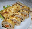 Запеченный рулет из лаваша с куриным фаршем